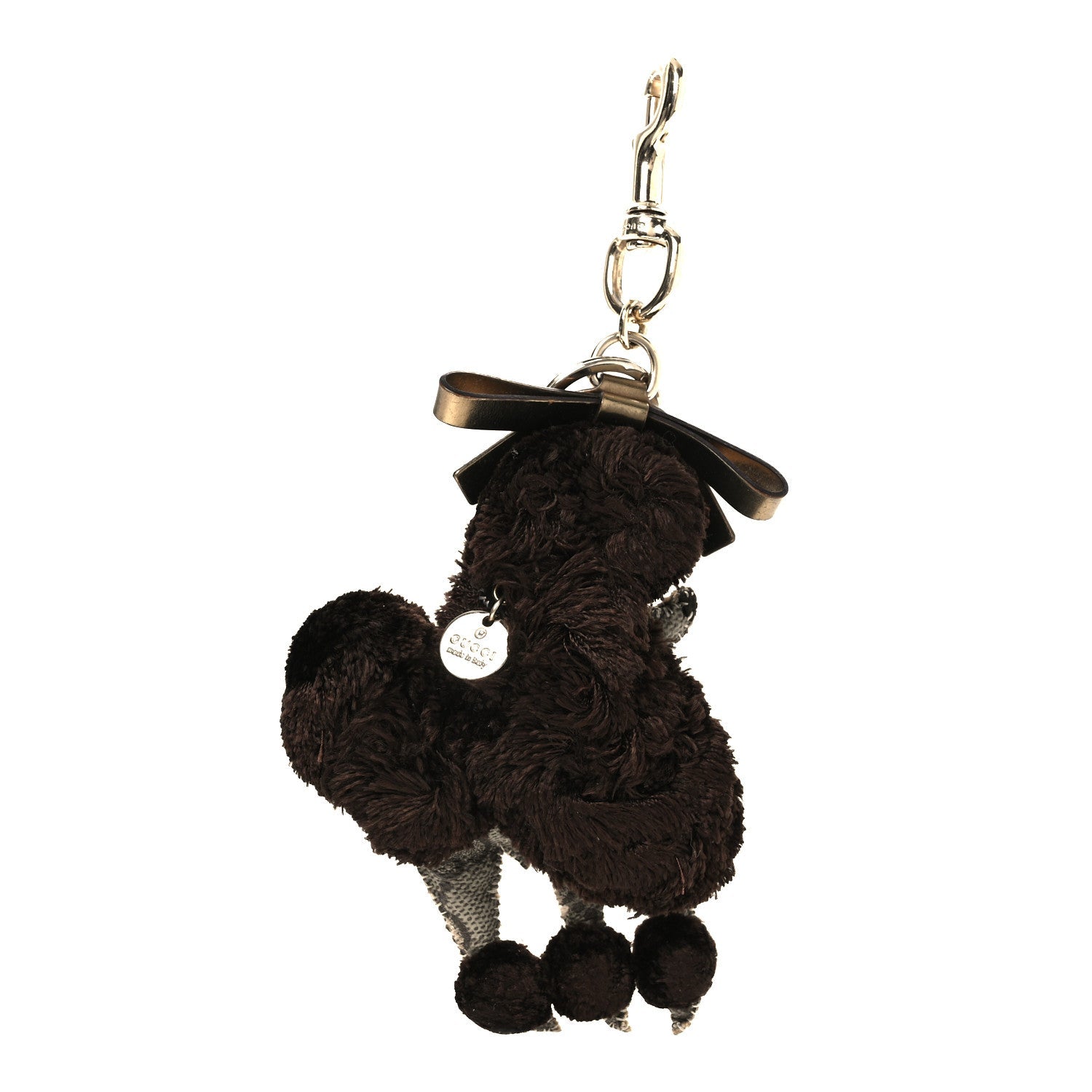 GG Supreme Monogram Lulu French Poodle Bag Charm Brown