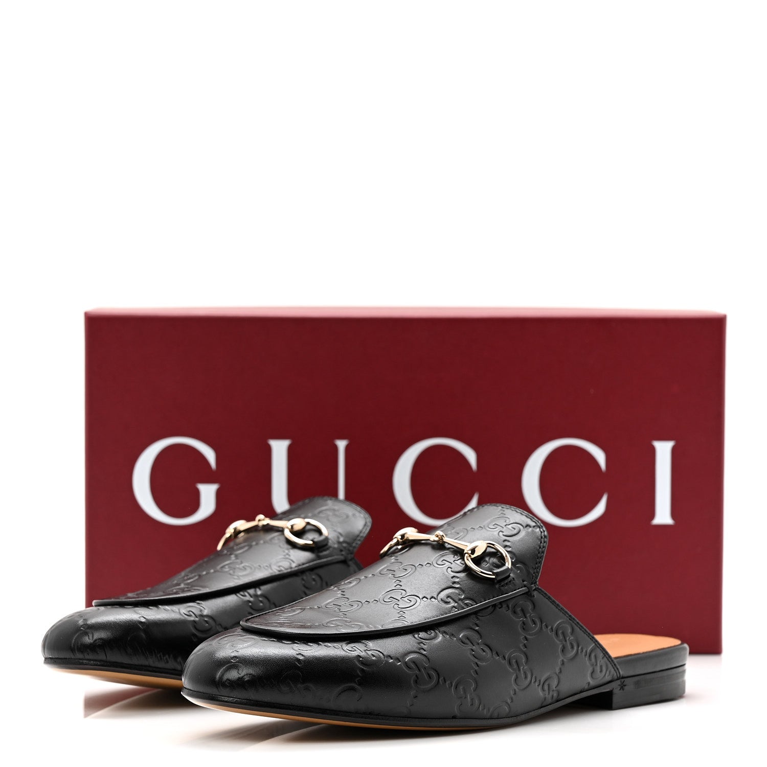 Glamour Calfskin Guccissima Womens Princetown Slippers 38.5 Black