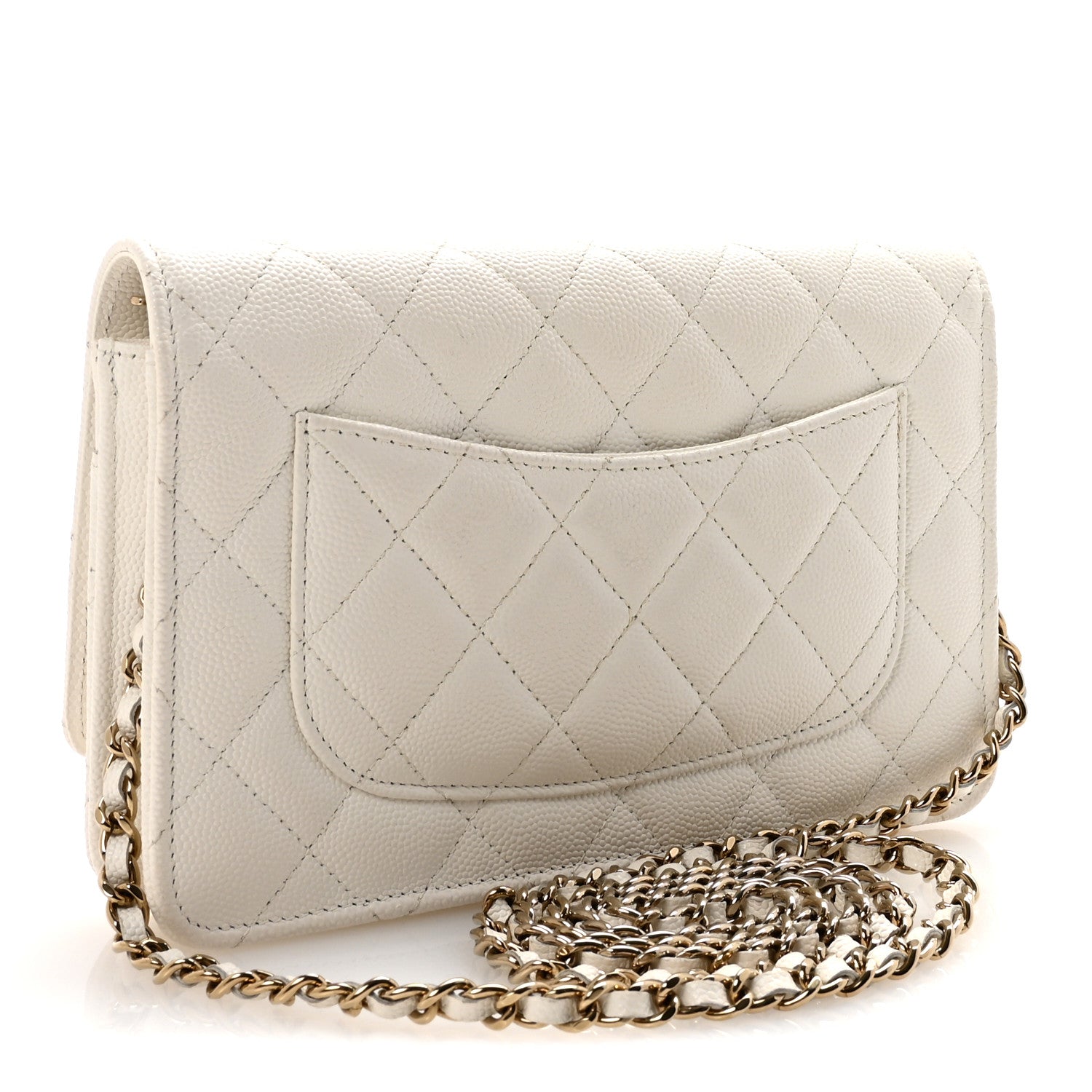 Caviar Quilted Wallet On Chain WOC White