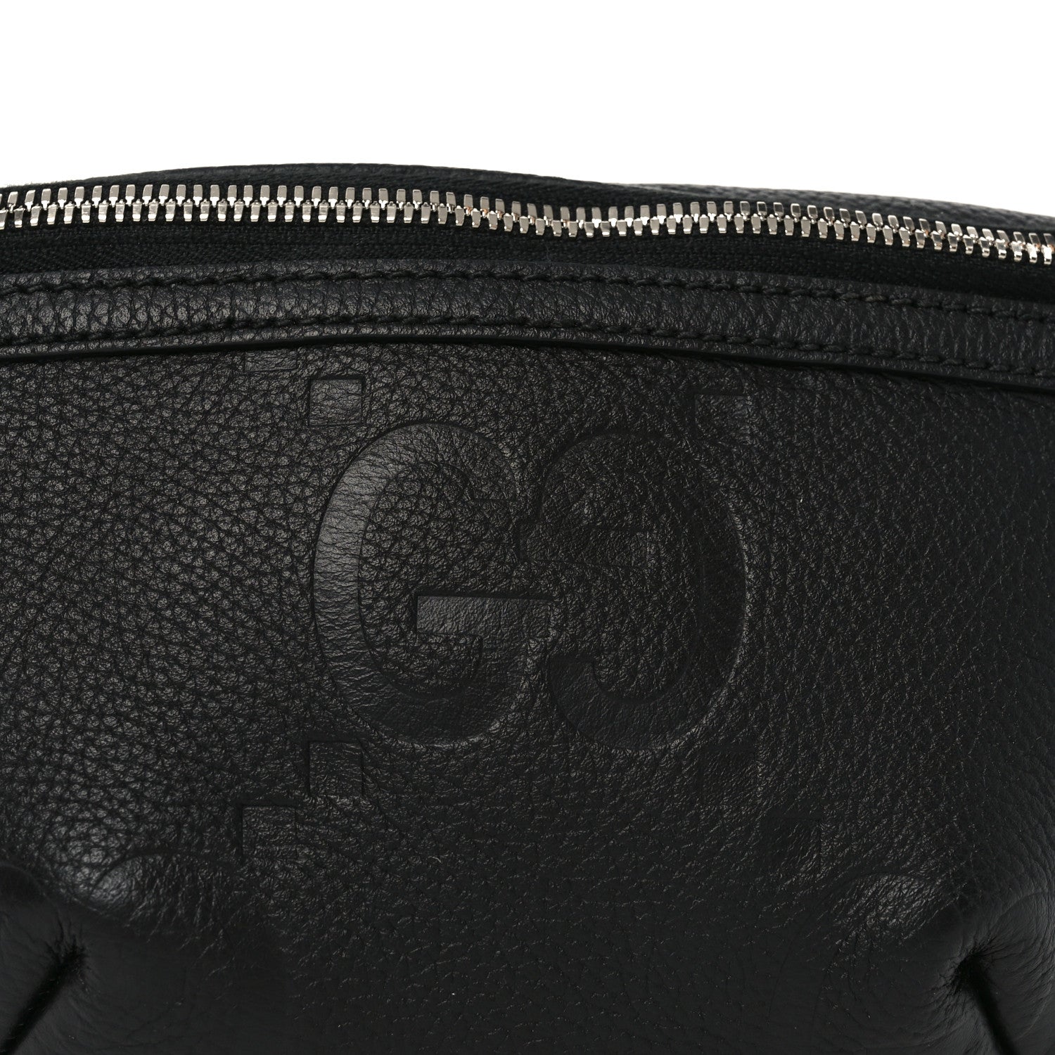 Piuma Calfskin Jumbo GG Embossed Small Belt Bag Black