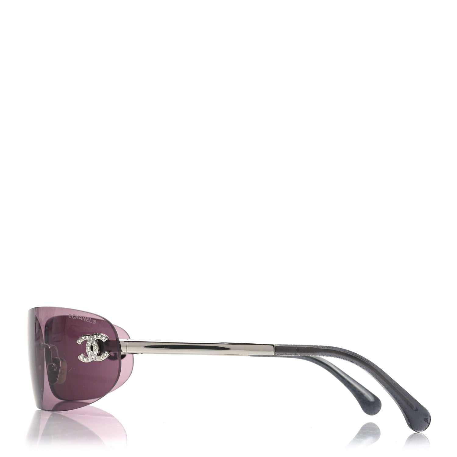 Metal Crystal CC Oval Sunglasses 71560 Silver