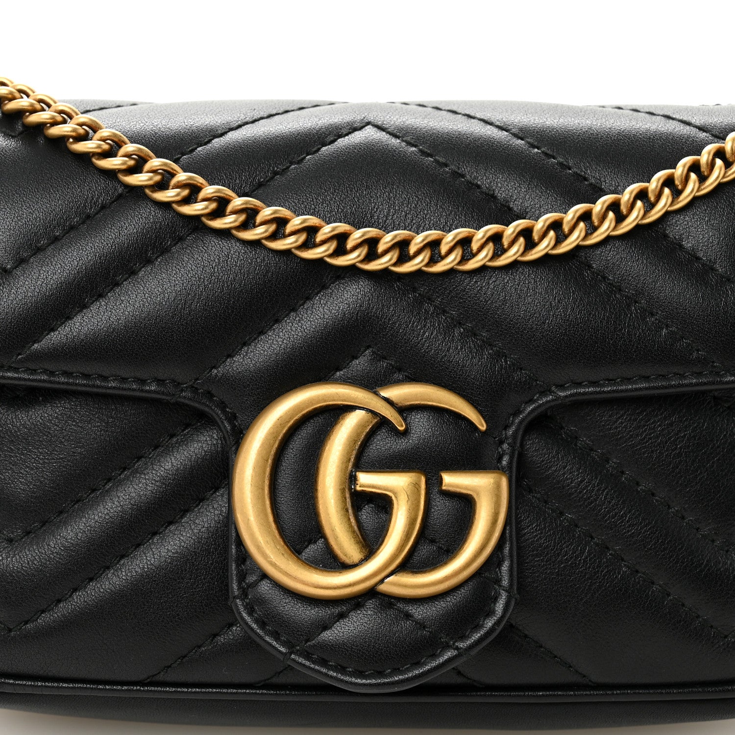 Calfskin Matelasse Super Mini GG Marmont Shoulder Bag Black