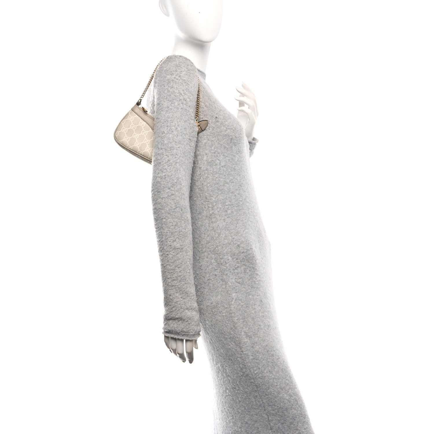 GG Supreme Monogram Textured Dollar Calfskin Web Mini Ophidia GG Handbag Beige Mystic White Oatmeal