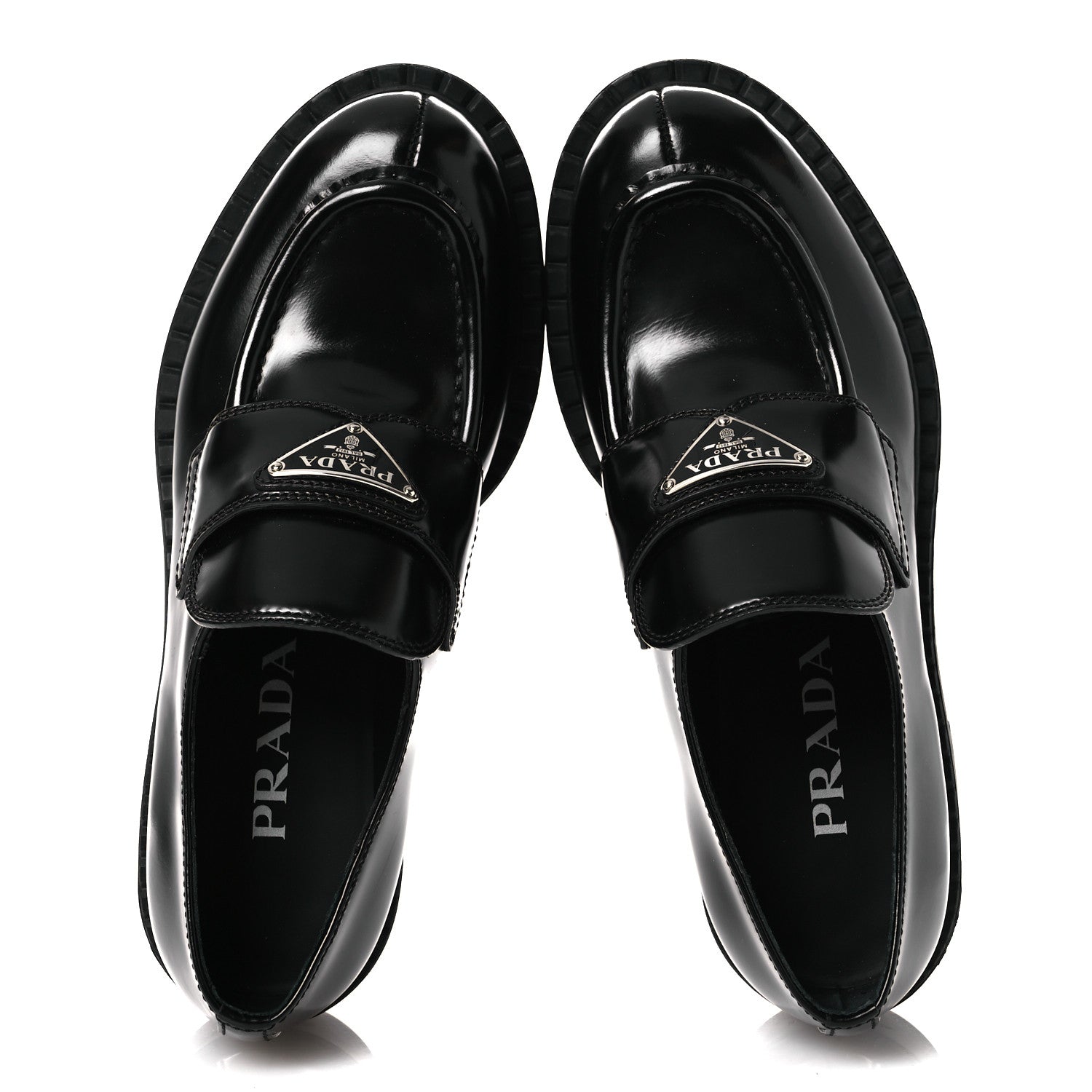 Spazzolato Metal Triangle Logo 50mm Loafers 36 Black