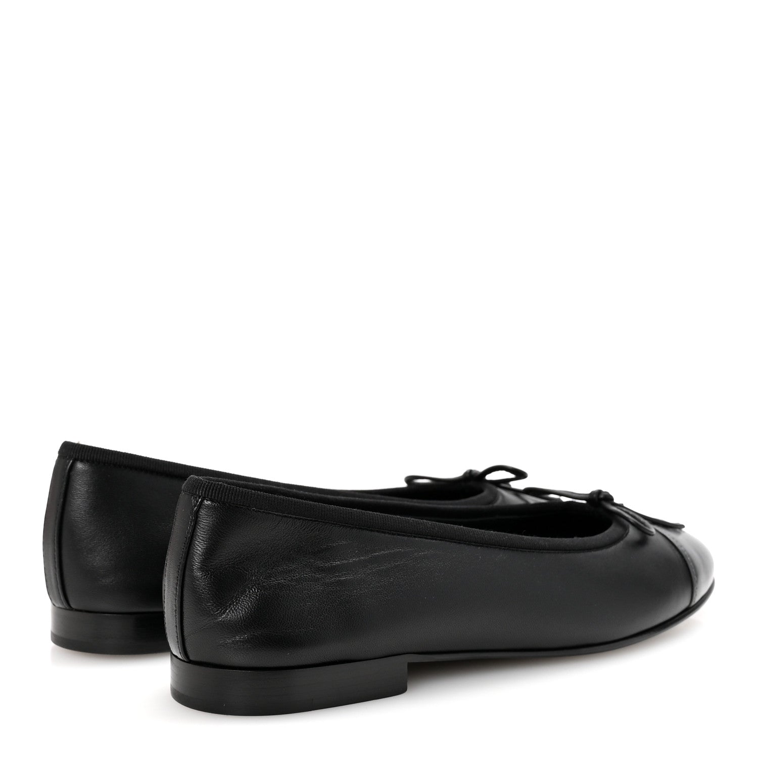 Lambskin CC Cap Toe Ballerina Flats 37 Black Dark Grey