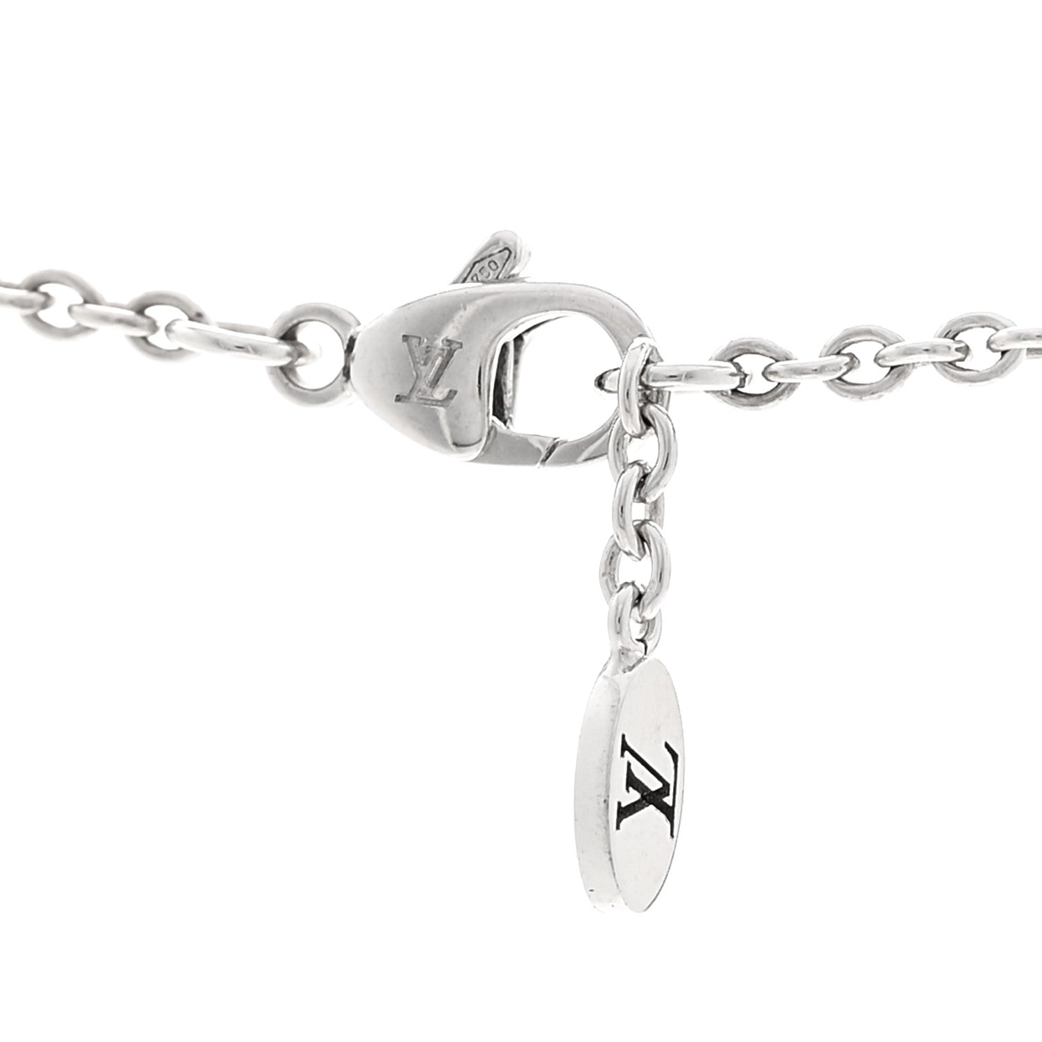 18K White Gold Diamond Large Les Gastons Tag Pendant Necklace