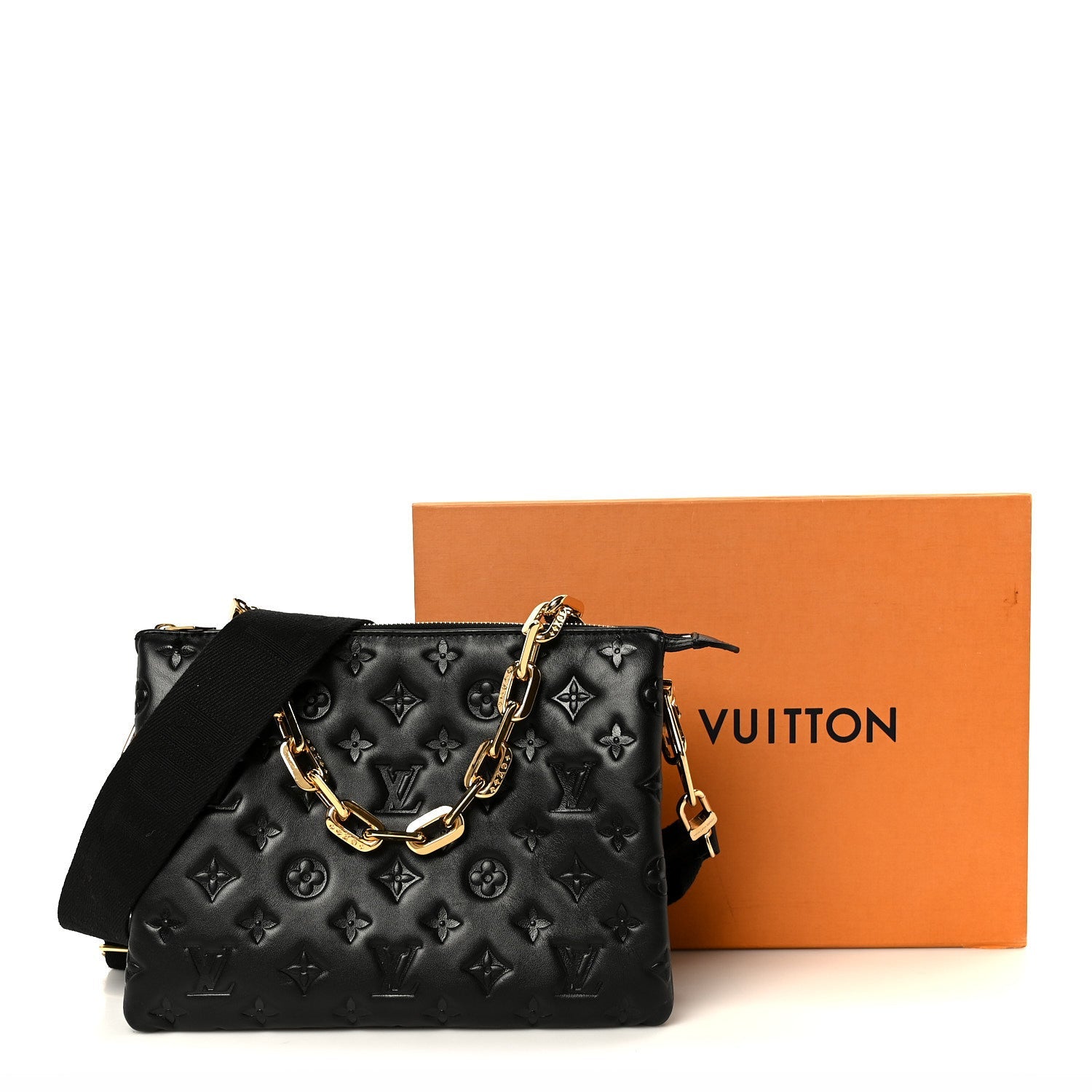 Lambskin Embossed Monogram Coussin PM Black