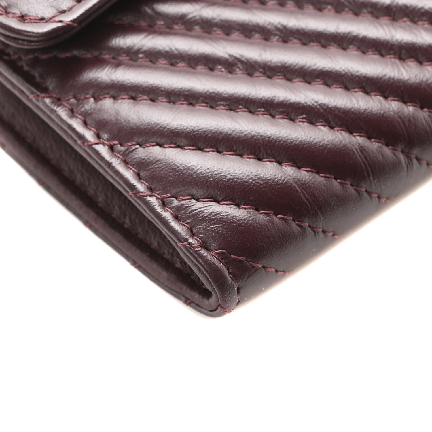 Aged Calfskin Chevron Quilted 2.55 Reissue Flap Wallet Burgundy