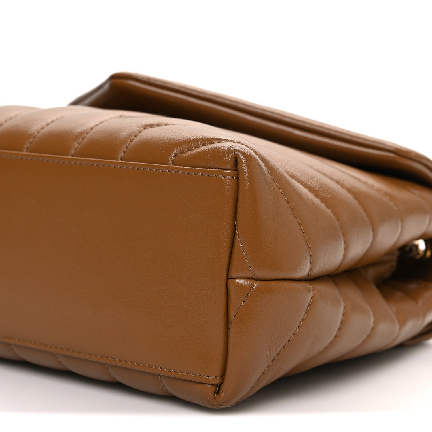 Calfskin Y Quilted Monogram Small Loulou Chain Satchel Dark Natural