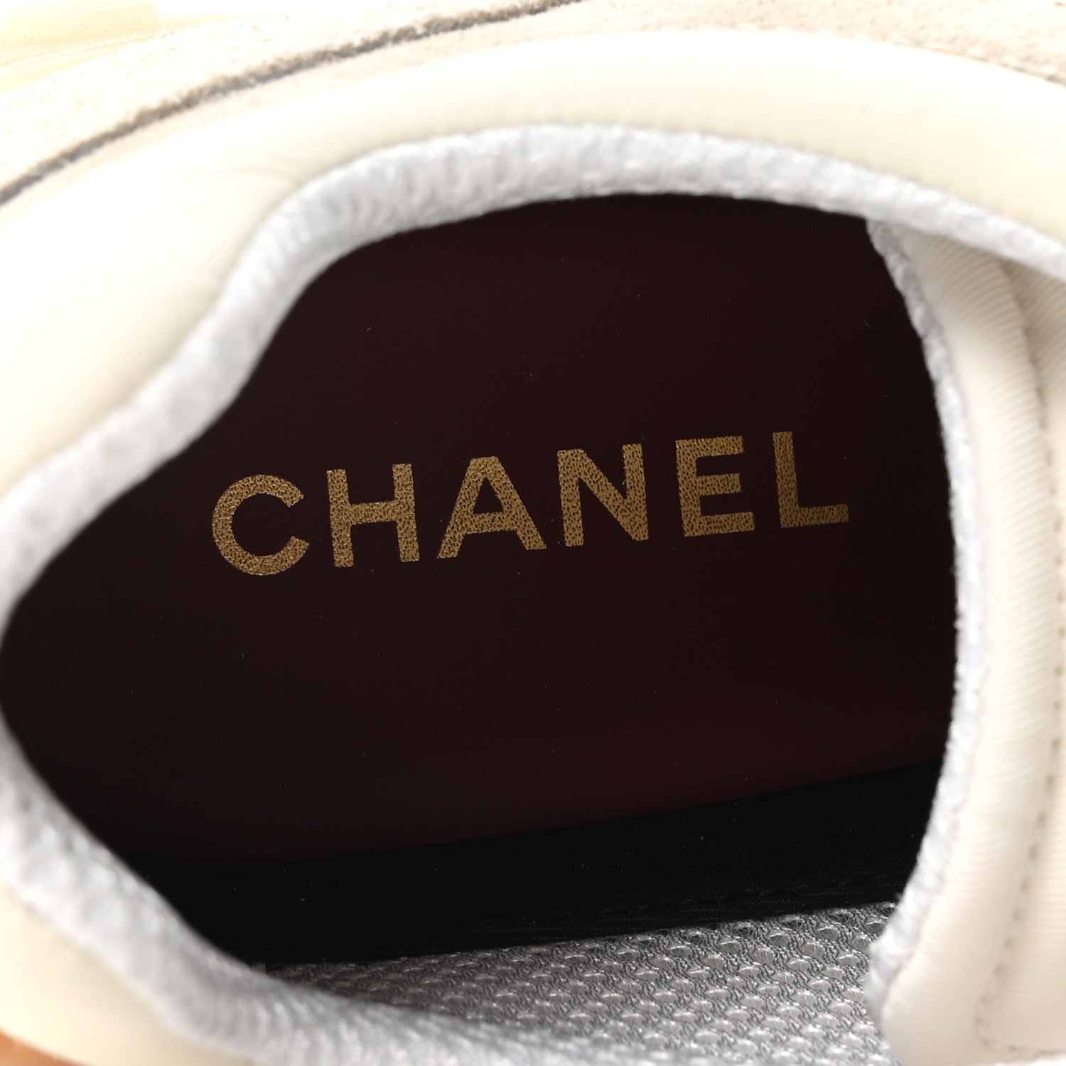 Mixed Fibers Suede Calfskin Womens CC Sneakers 41 Ivory