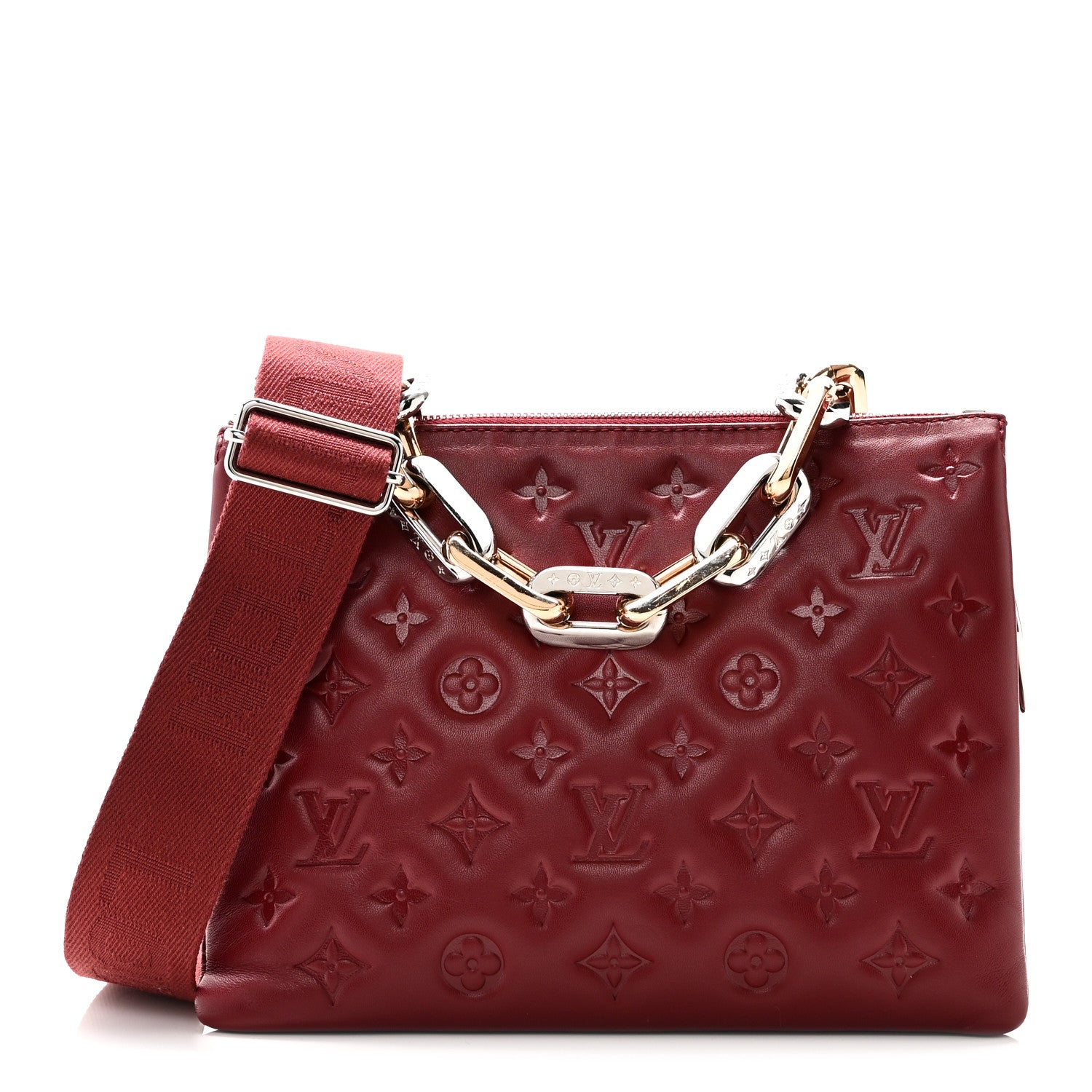 Lambskin Embossed Monogram Coussin PM Wine