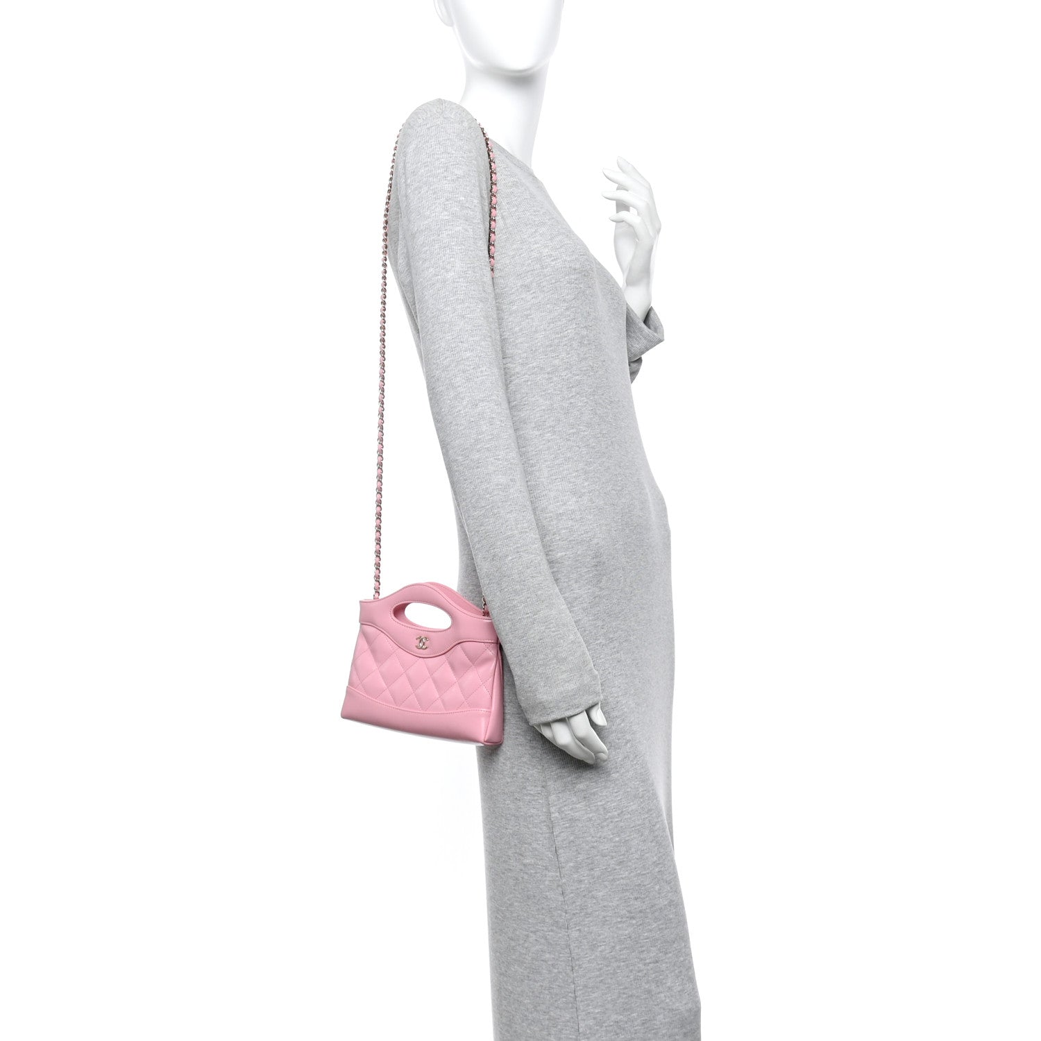 Shiny Lambskin Quilted Nano 31 Shopping Bag Pink