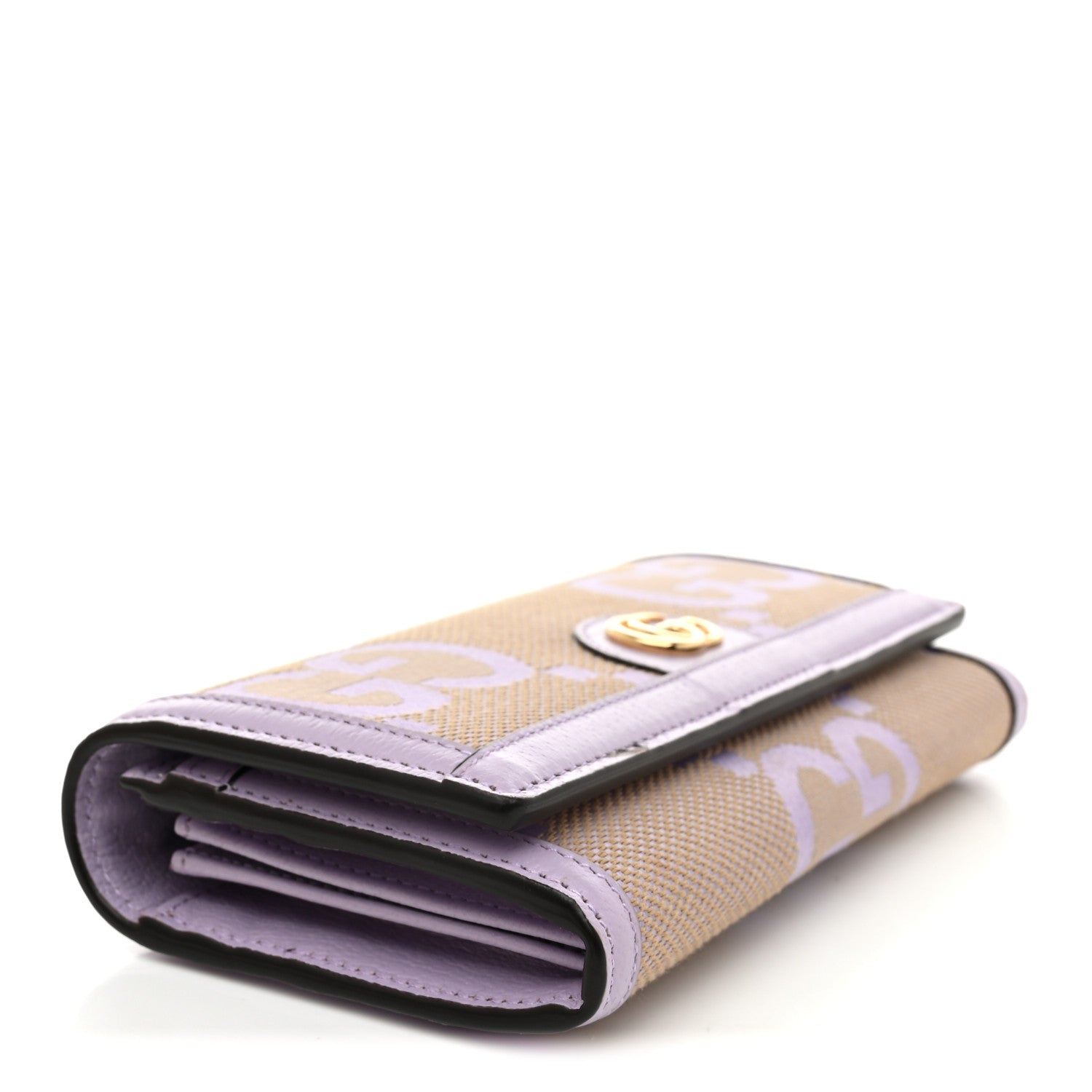 Monogram Jumbo GG Textured Dollar Calfskin Ophidia Continental Wallet On Chain Beige Lapis