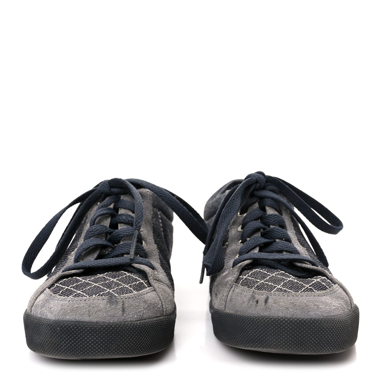 Toile Suede Calfskin CC Low Top Sneakers 36 Dark Grey