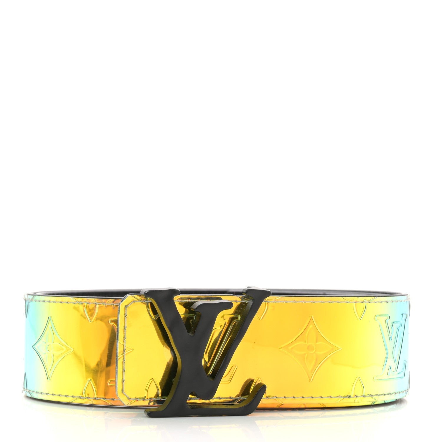 PVC Monogram 40mm LV Initiales Reversible Belt 85 34 Iridescent Prism