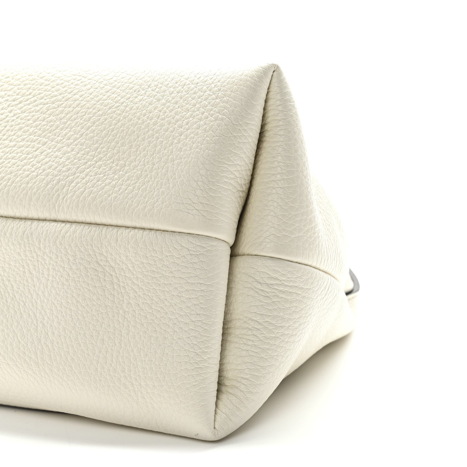 Grained Calfskin Softbit Medium Shoulder Bag White