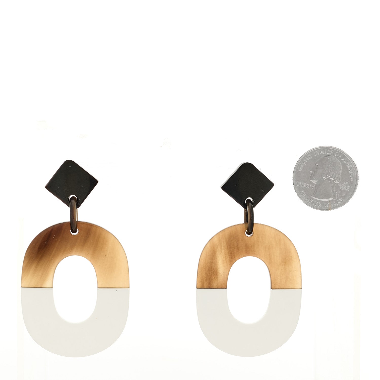 Buffalo Horn Lacquered Wood Isthme Earrings White
