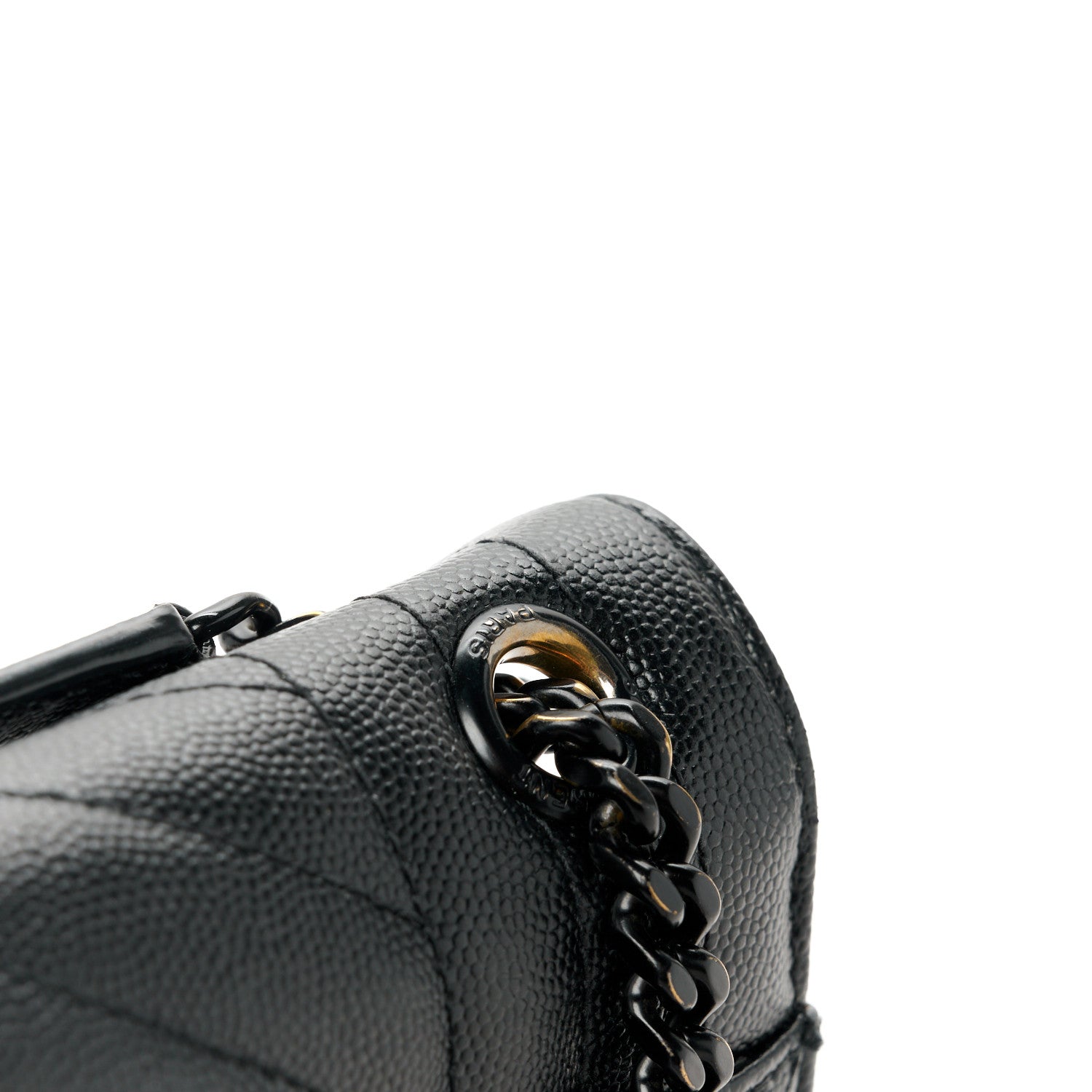 Grain De Poudre Textured Mixed Matelasse Triquilt Medium Monogram Monochrome Satchel Black