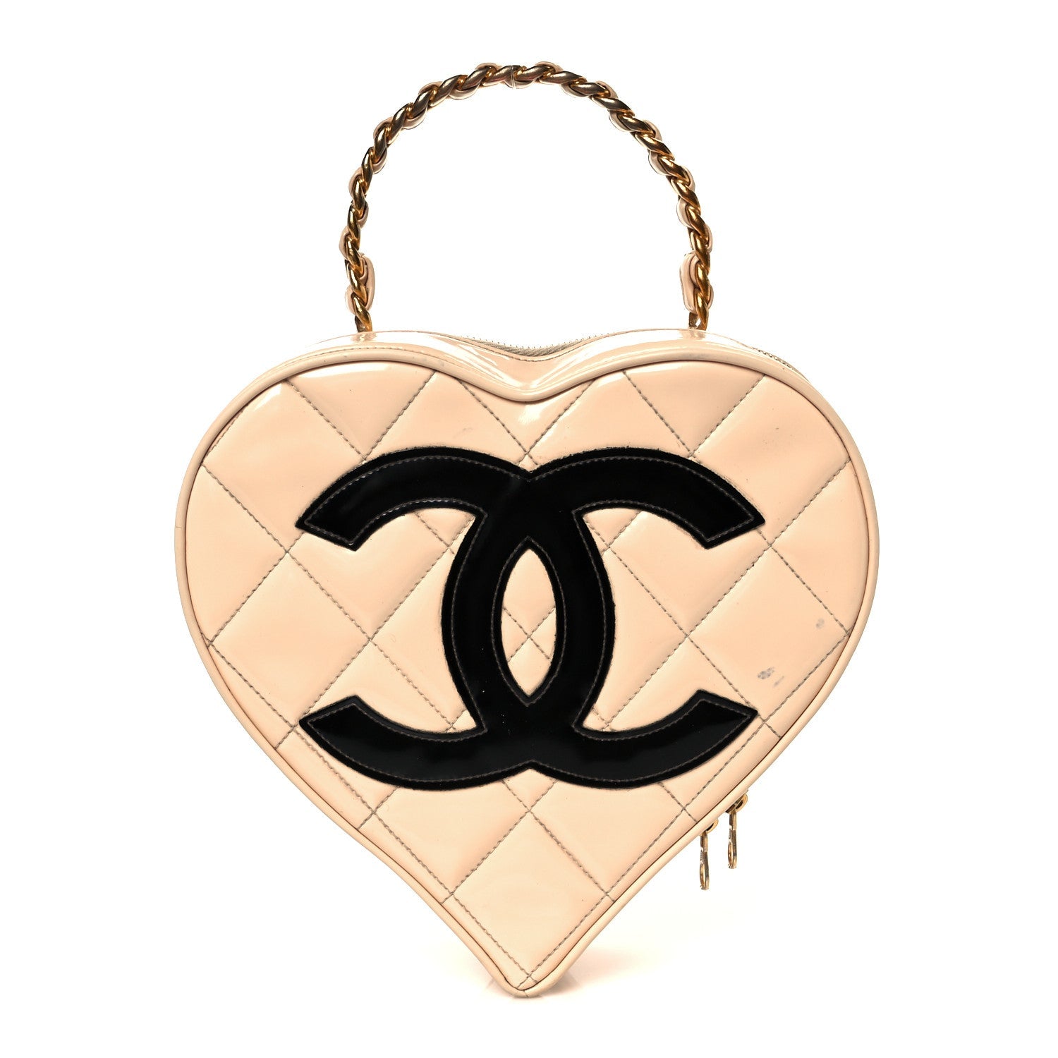 Patent CC Heart Vanity Case Beige