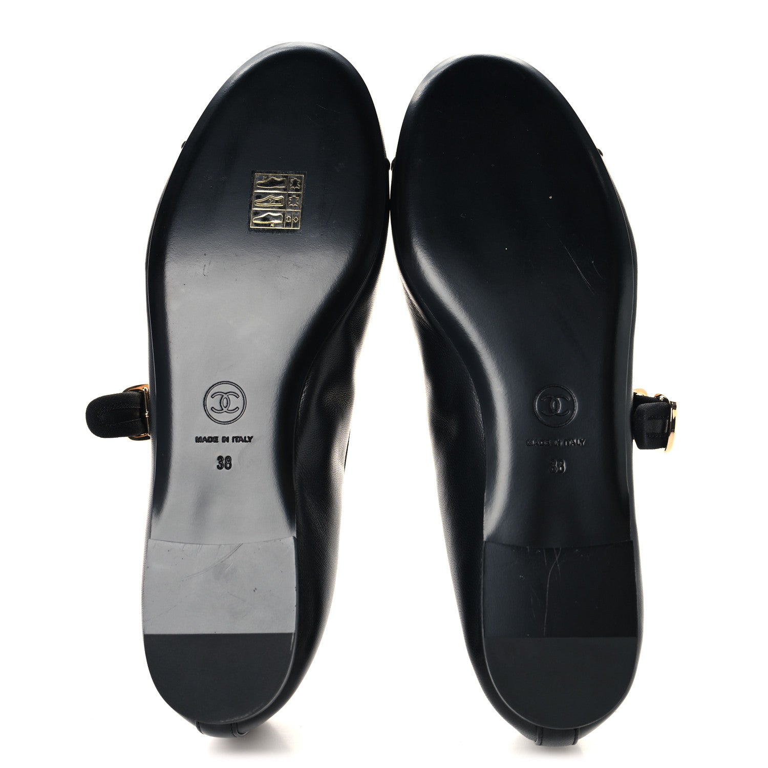 Lambskin Mary Jane Flats 38 Black