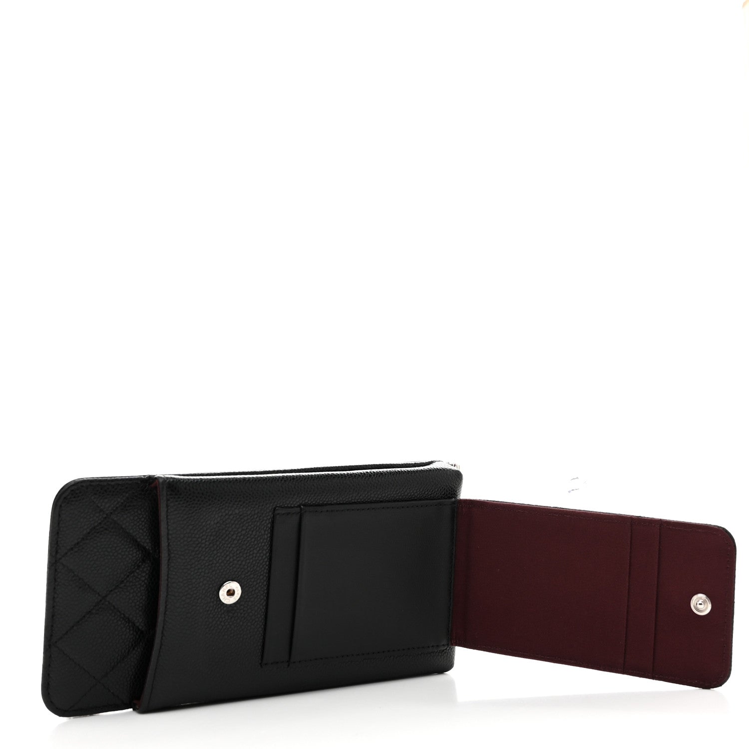 Caviar Quilted Zip Phone Case Black