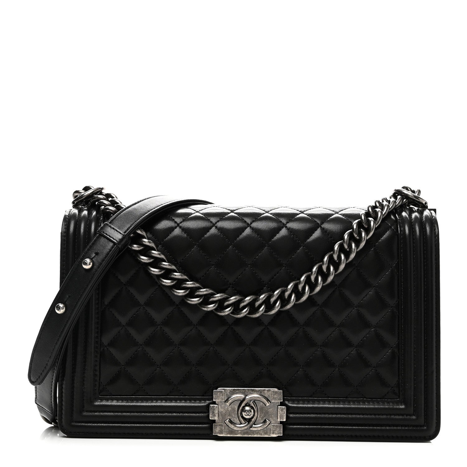 Lambskin Quilted New Medium Boy Flap Black