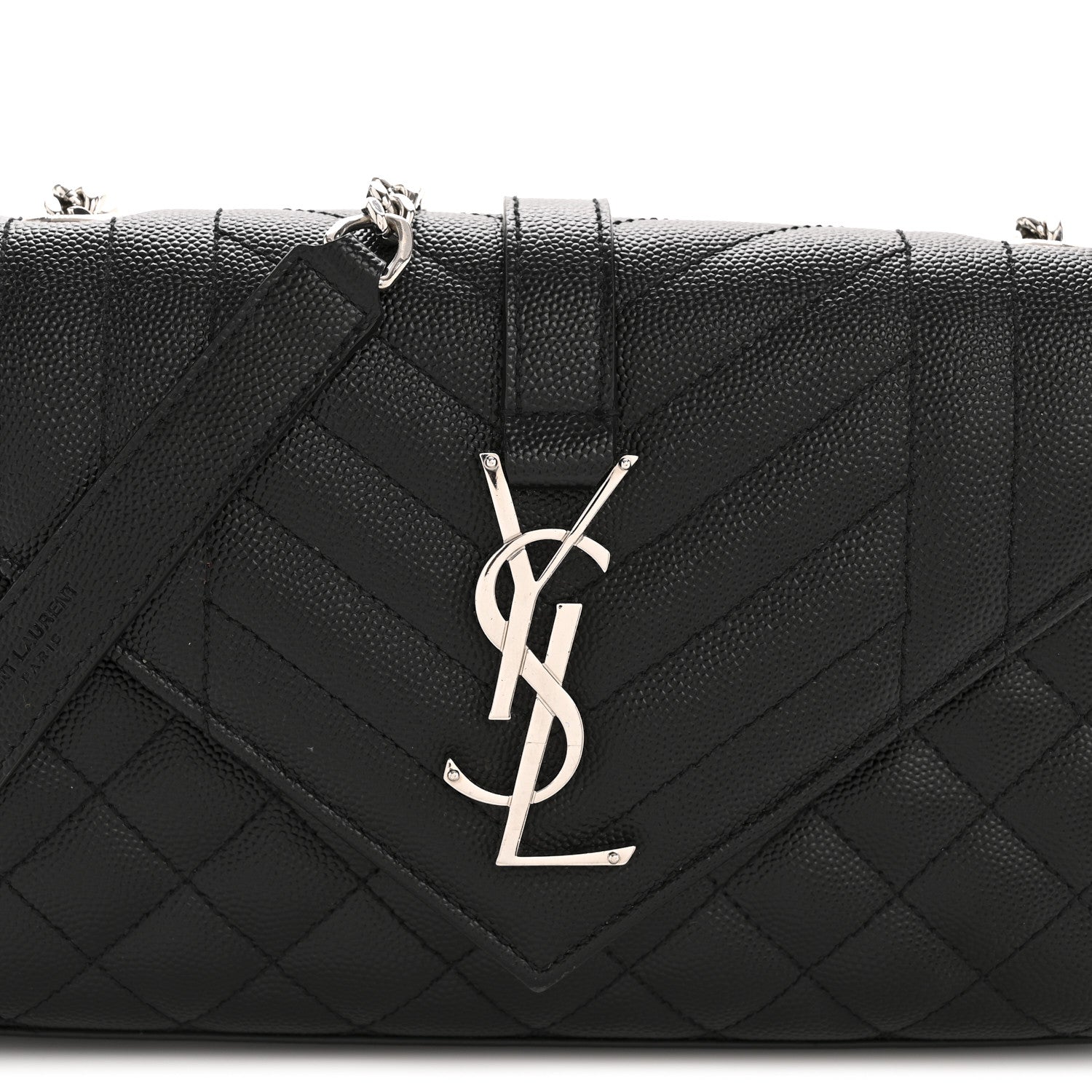 Grain De Poudre Textured Mixed Matelasse Triquilt Small Monogram Satchel Black