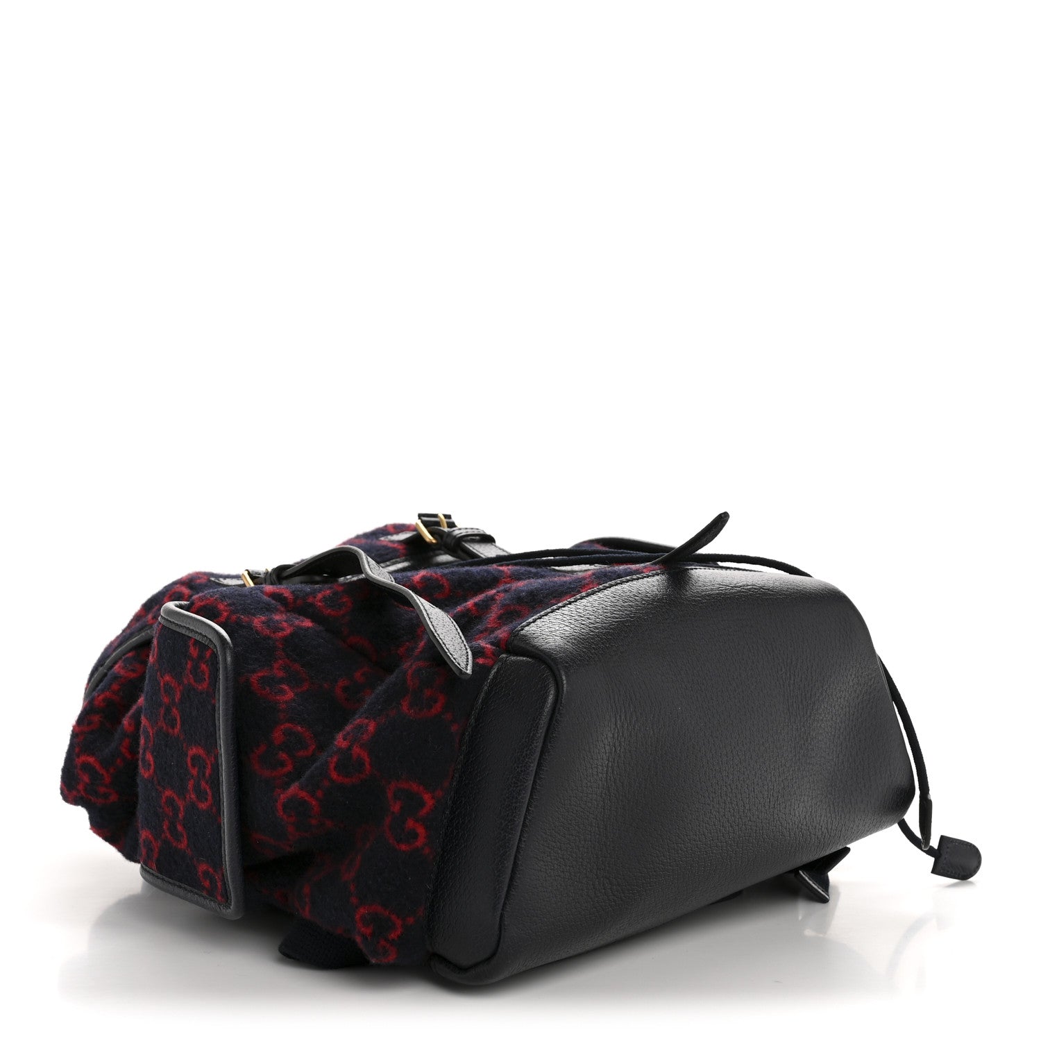 Covered Wool GG Monogram Small Double Buckle Backpack Navy Red