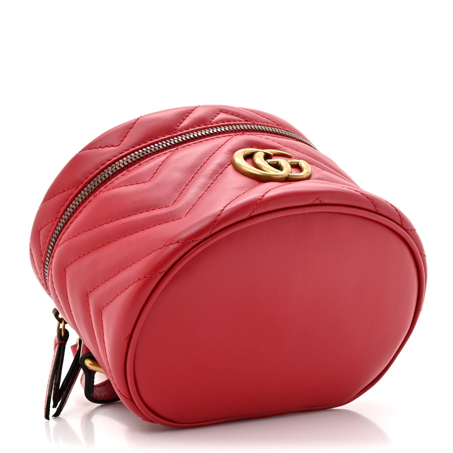 Calfskin Matelasse Mini GG Marmont Round Backpack Hibiscus Red