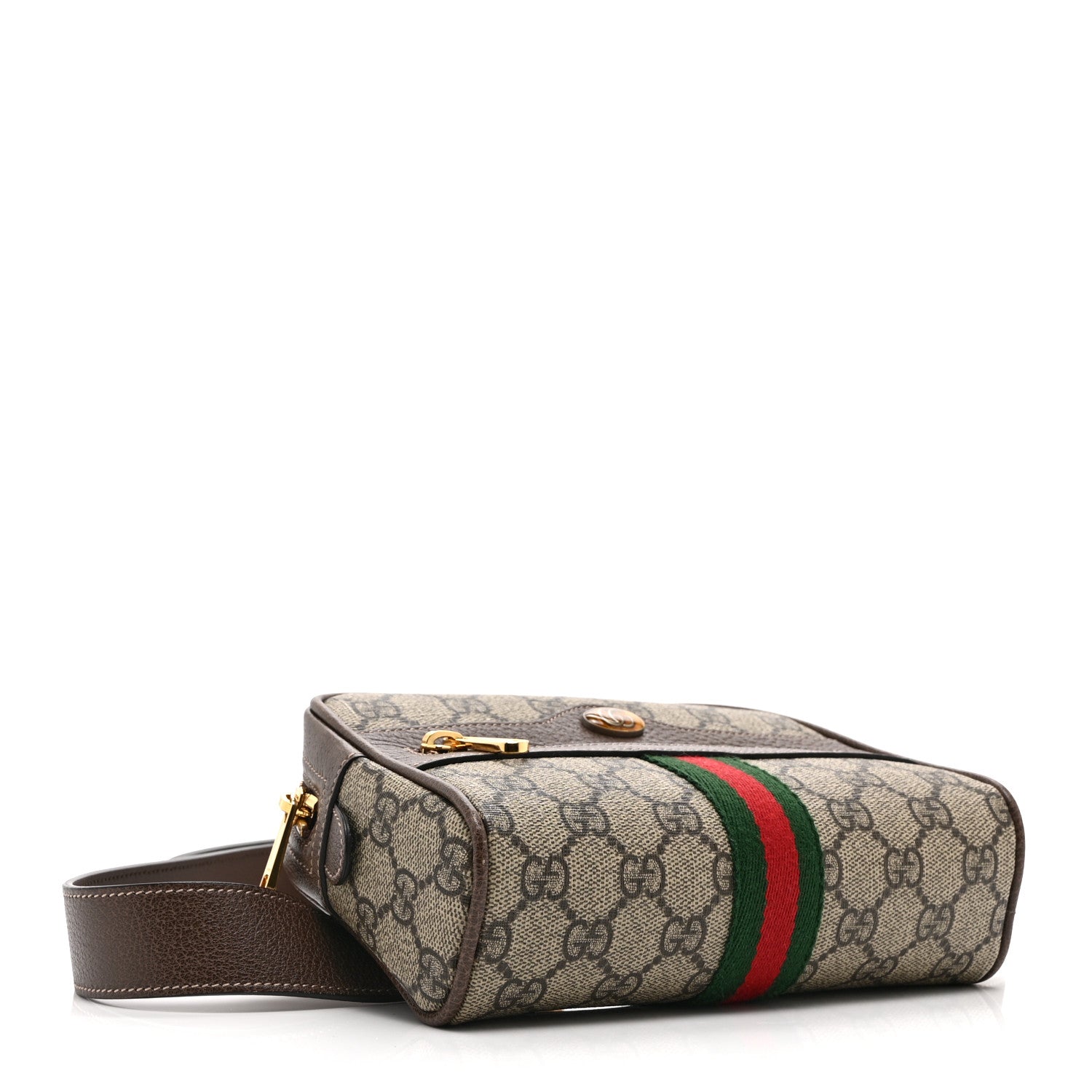 GG Supreme Monogram Web Small Ophidia Belt Bag 85 34 Dark Brown