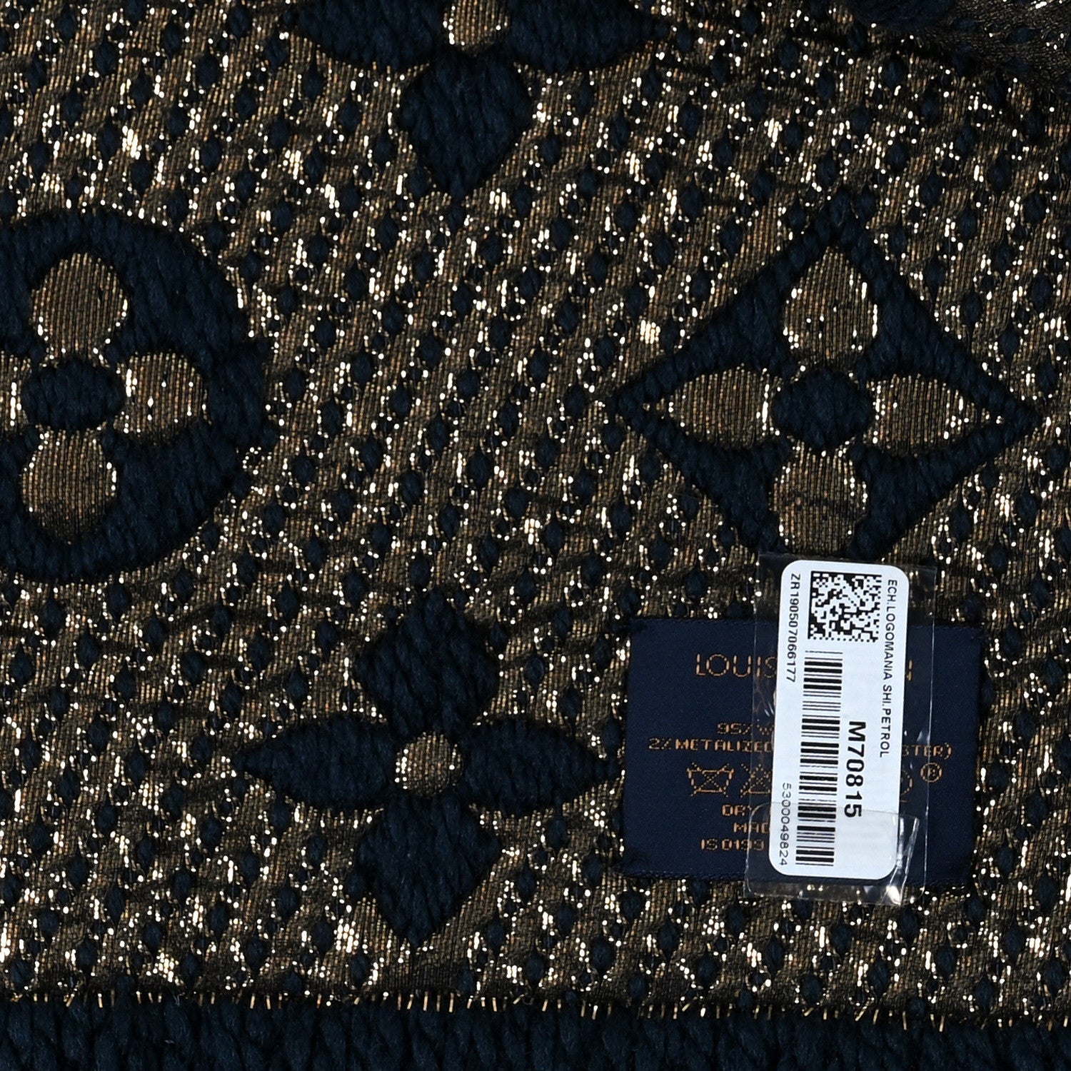 Wool Silk Logomania Shine Scarf Petrol
