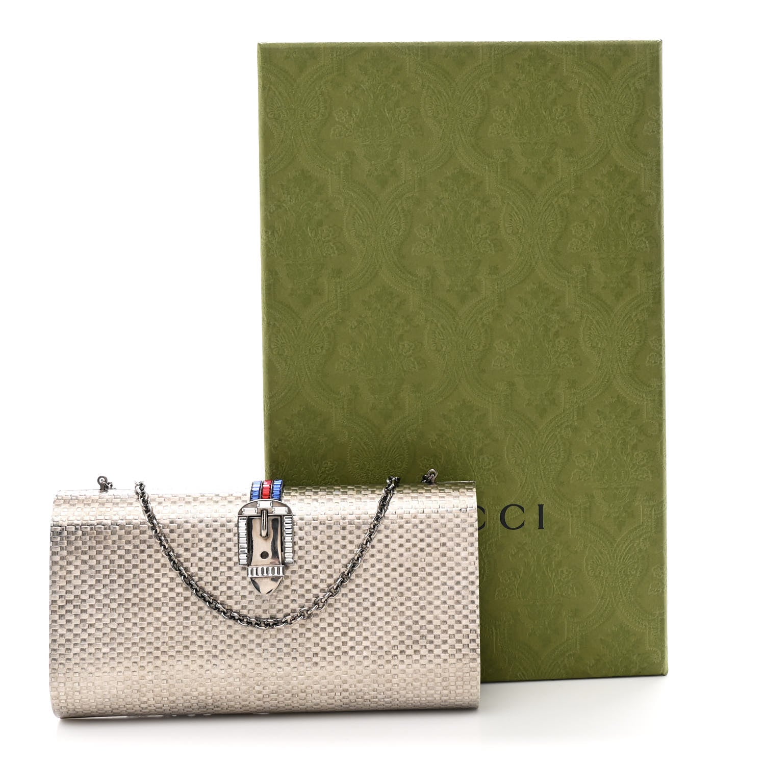 Metal Crystal Buckle Small Chain Shoulder Bag Silver