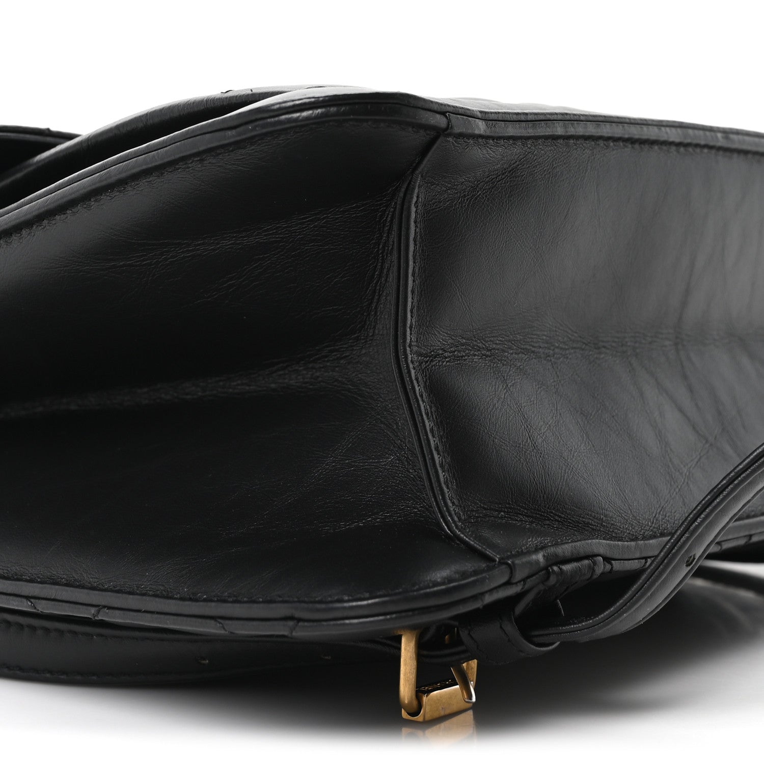 Aged Calfskin Quilted Double You Backpack Black