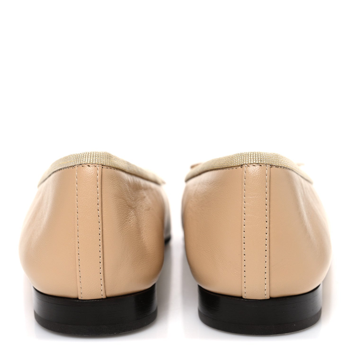Lambskin Cap Toe CC Ballerina Flats 37 Beige Black