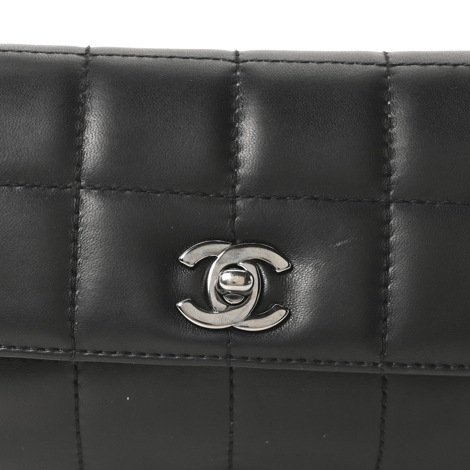 Lambskin Chocolate Bar Quilted Lambskin 3 Chain Flap Black