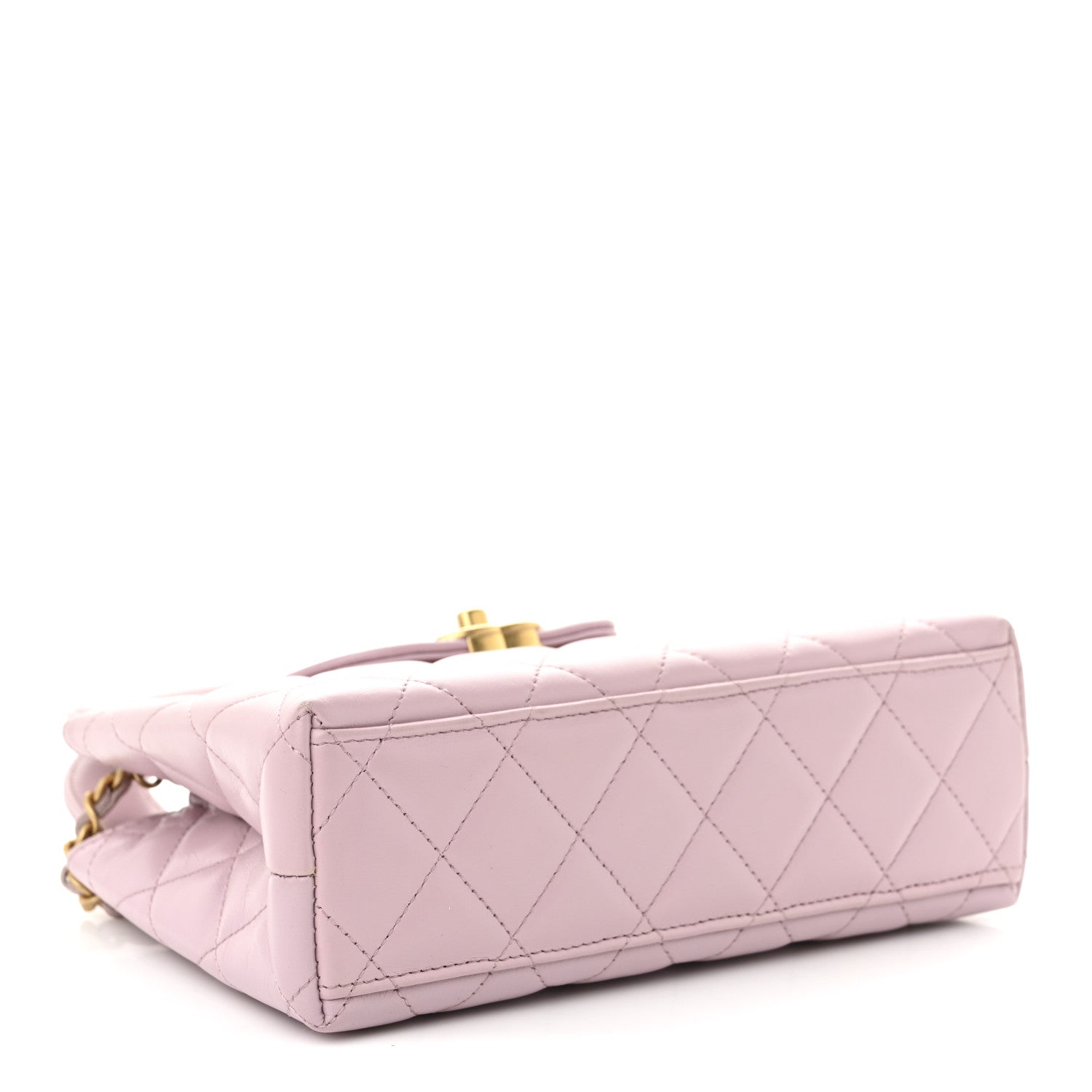 Shiny Aged Calfskin Quilted Nano Kelly Shopper Light Pink
