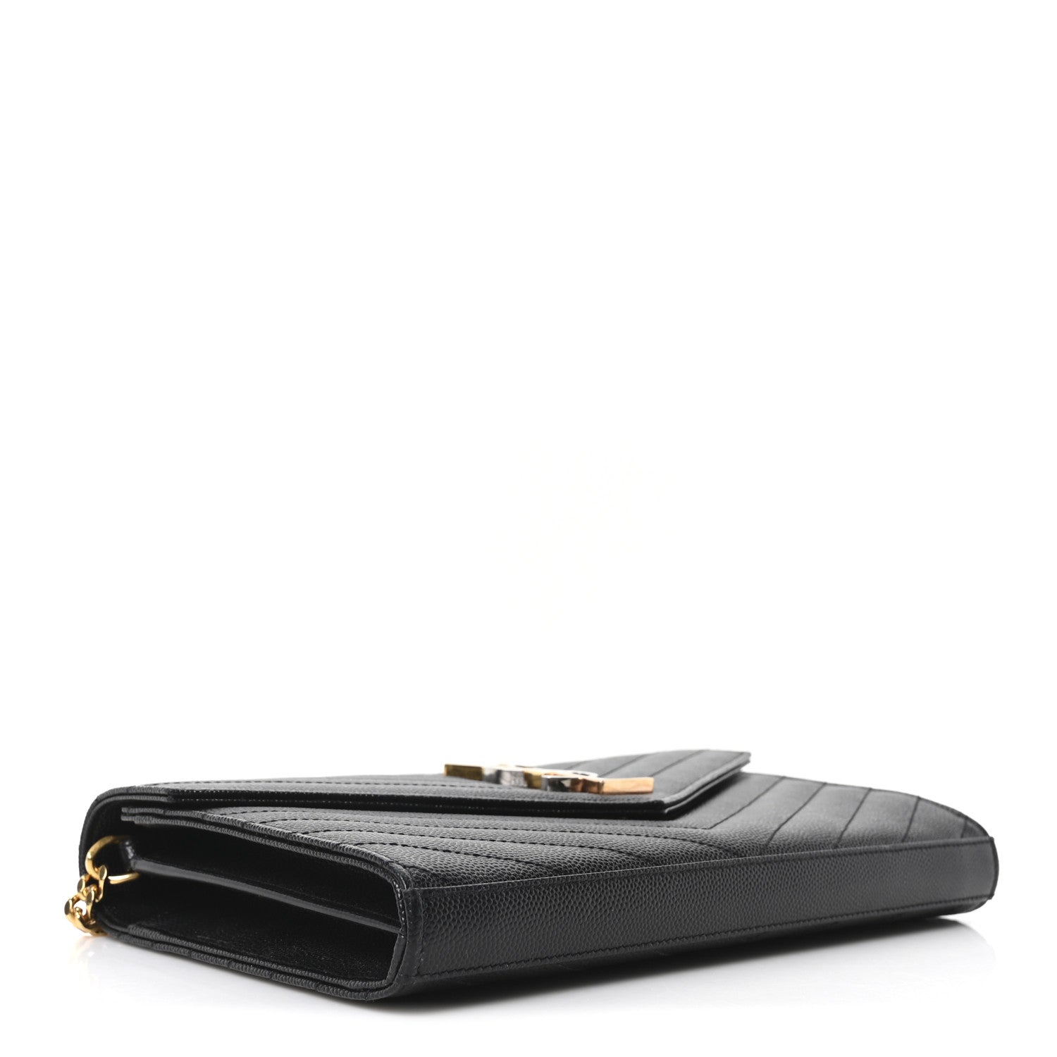 Grain De Poudre Matelasse Chevron Monogram Chain Wallet Black