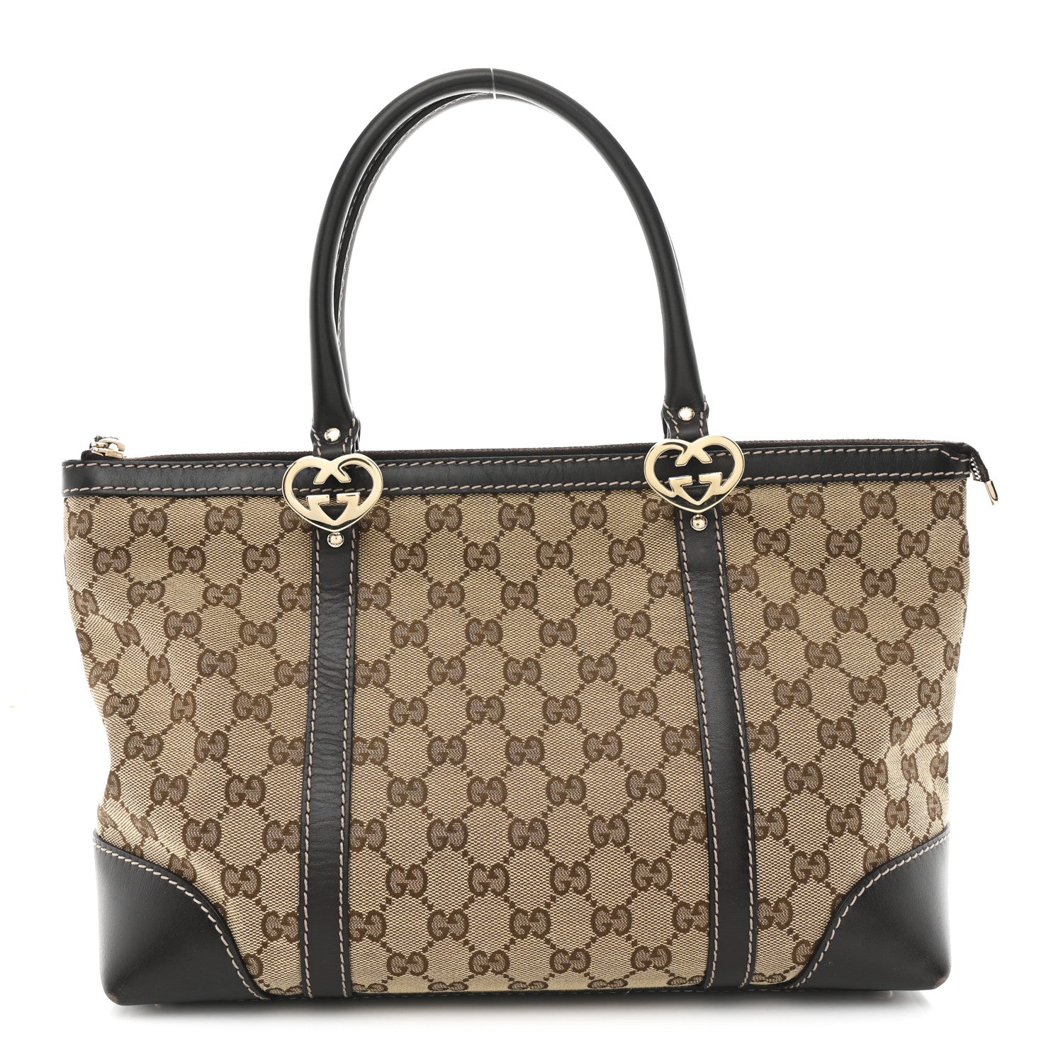 Monogram Small Lovely Heart Tote Dark Brown