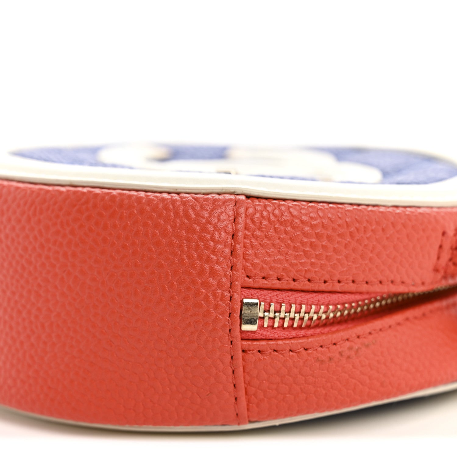 Caviar Quilted Round Filigree Crossbody Blue White Red