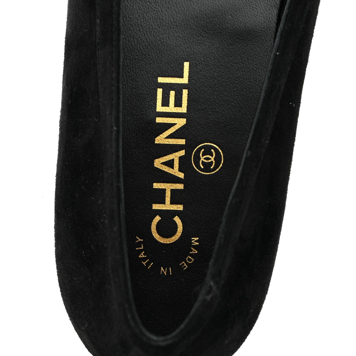 Suede Crystal CC Mocassin Loafers 39.5 Black