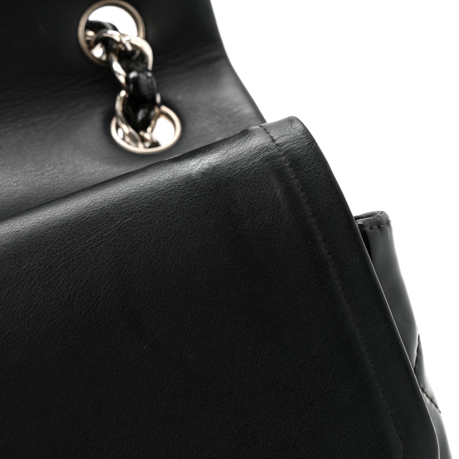 Patent Quilted Jumbo Double Flap Black