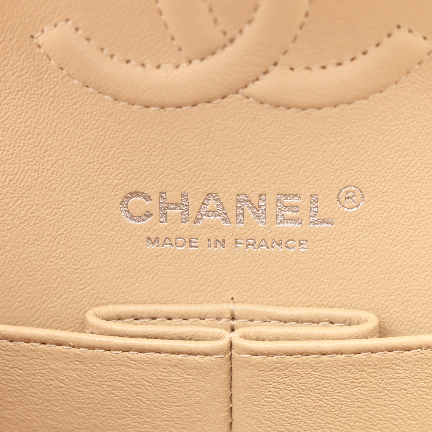 Caviar Quilted Small Double Flap Beige