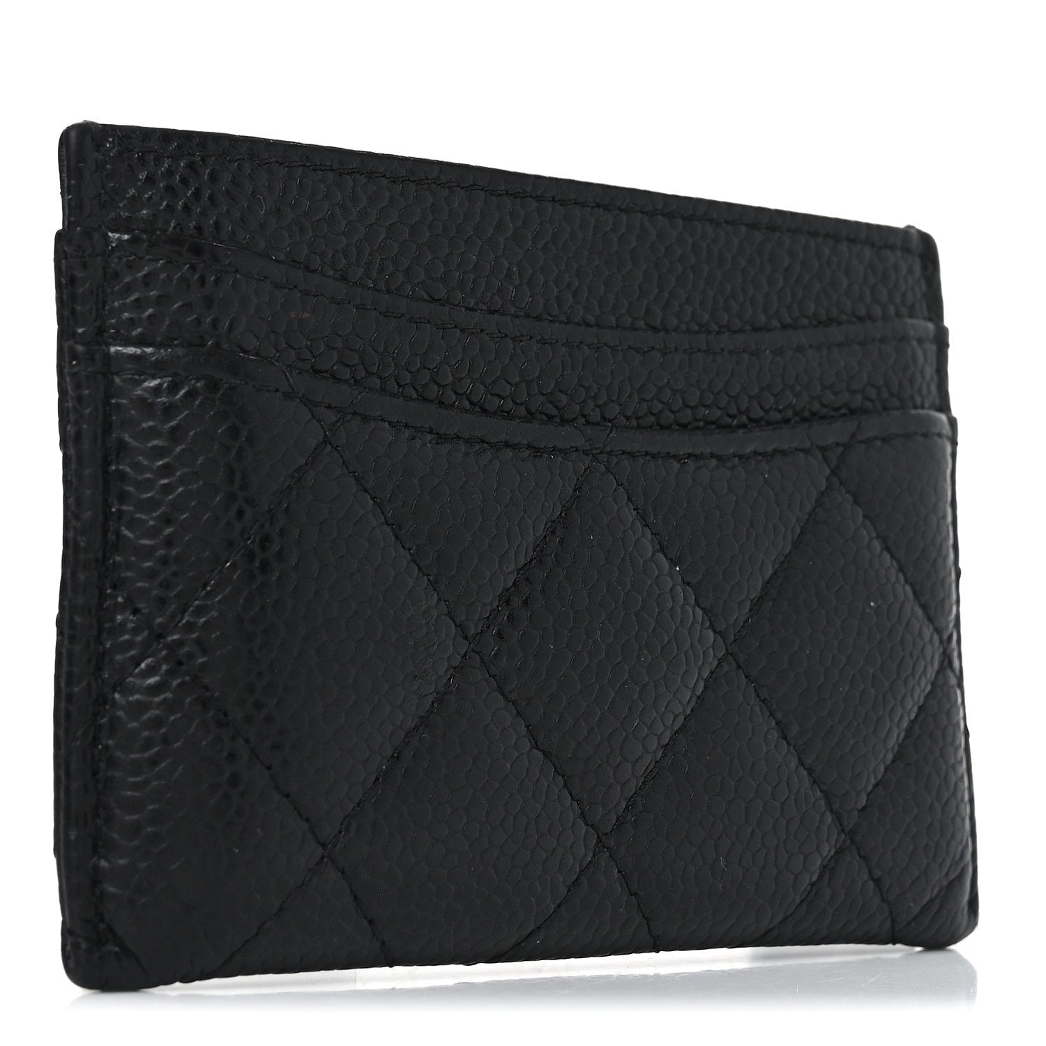 Caviar Quilted Card Holder Black