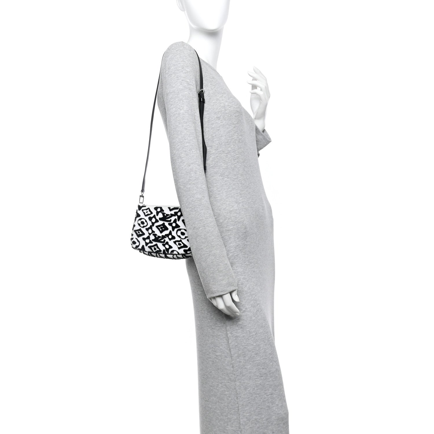 X UF Tufted Monogram Pochette Accessories White Black