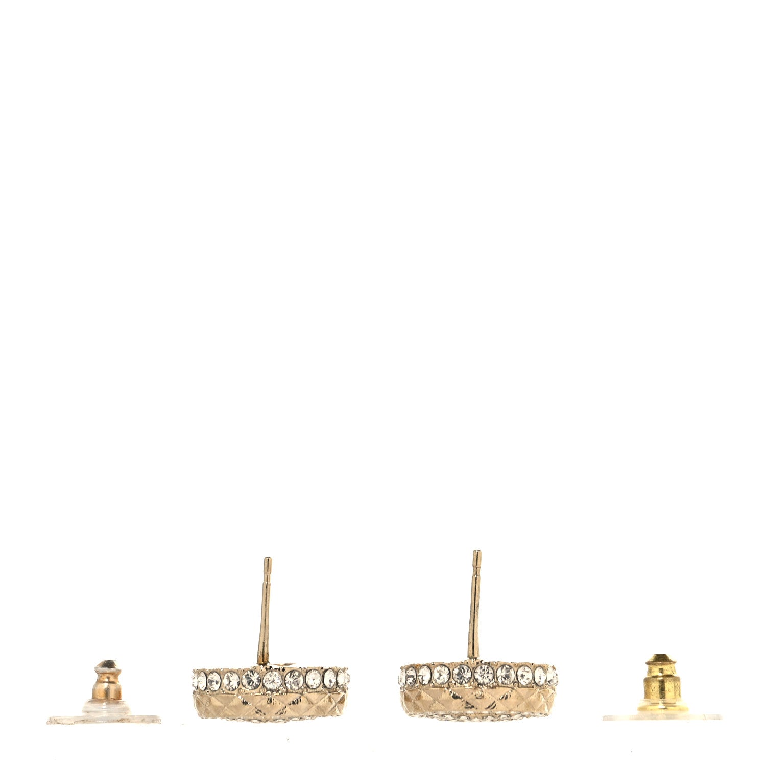 Crystal CC Round Earrings Gold