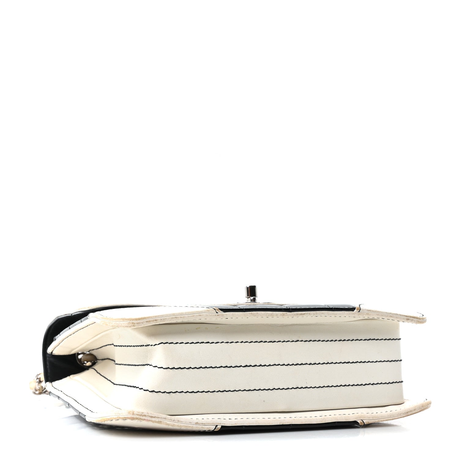 Lambskin Patent Chocolate Bar Flap Black White