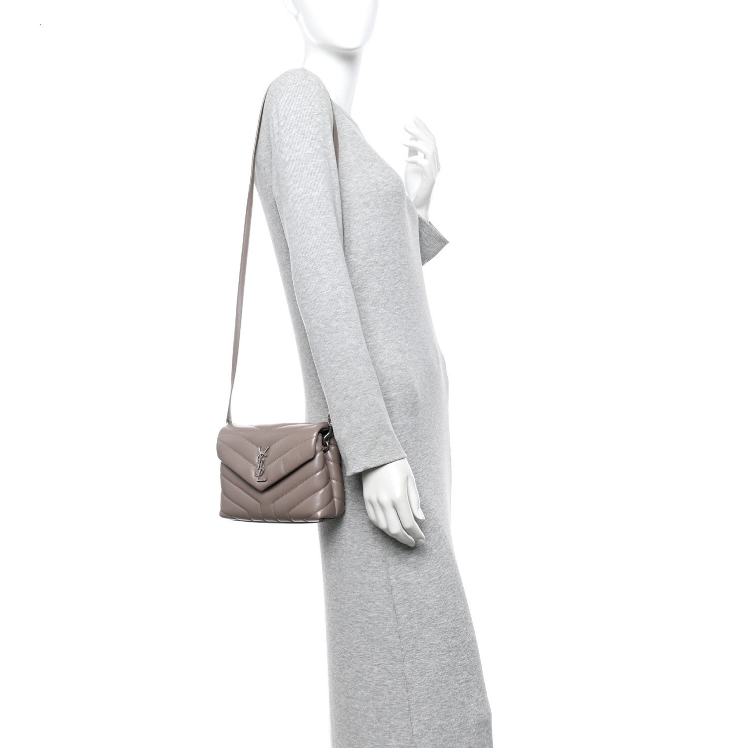 Calfskin Y Quilted Monogram Toy Loulou Crossbody Bag Mink