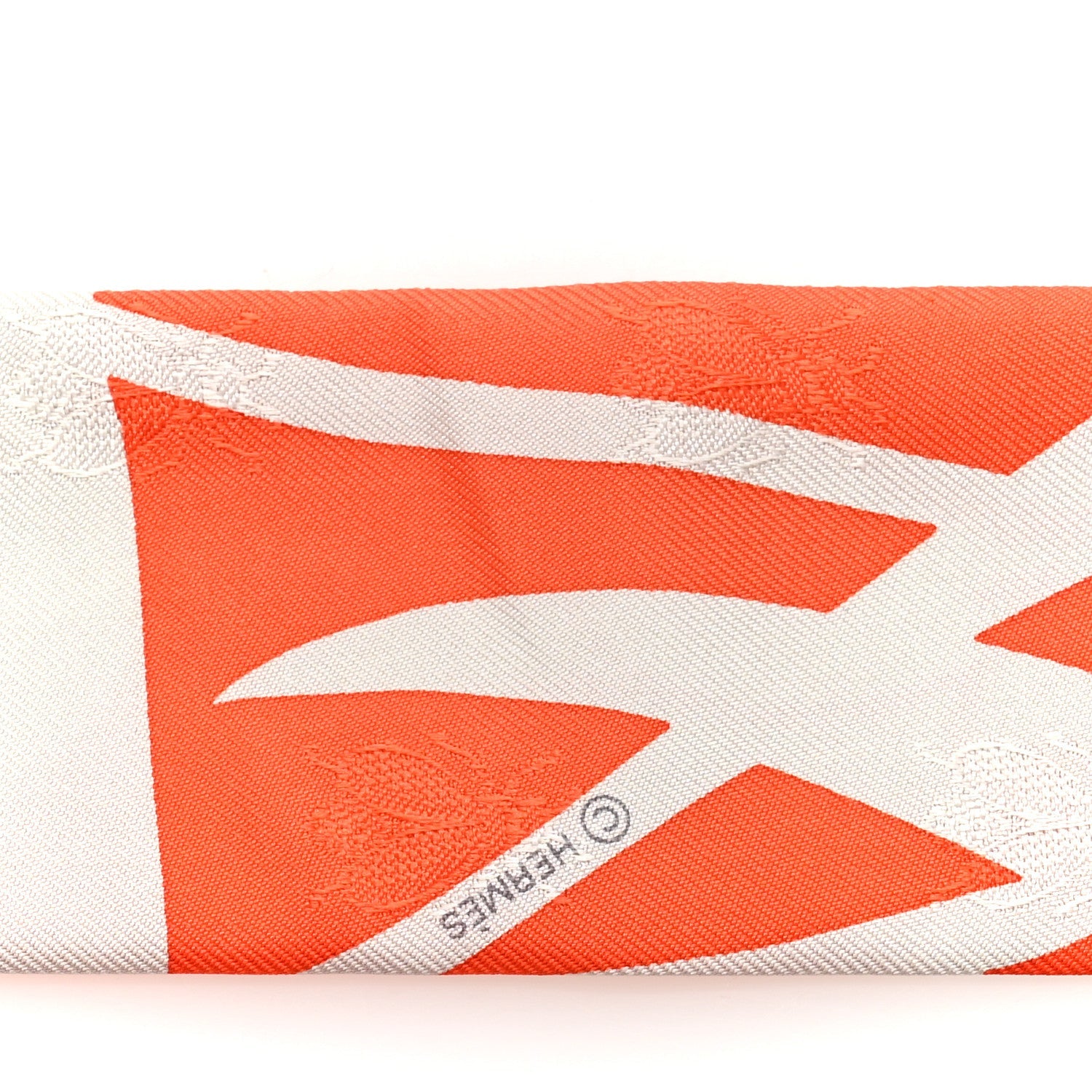 Silk Calfskin Bouquet Final Fringed Twilly Orange Gris Perle Vermillion