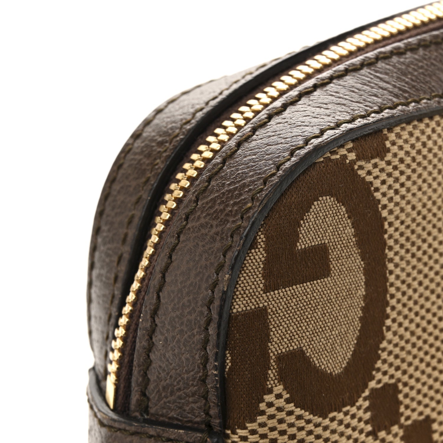Monogram Jumbo GG Textured Dollar Calfskin Web Messenger Shoulder Bag Camel Ebony New Acero