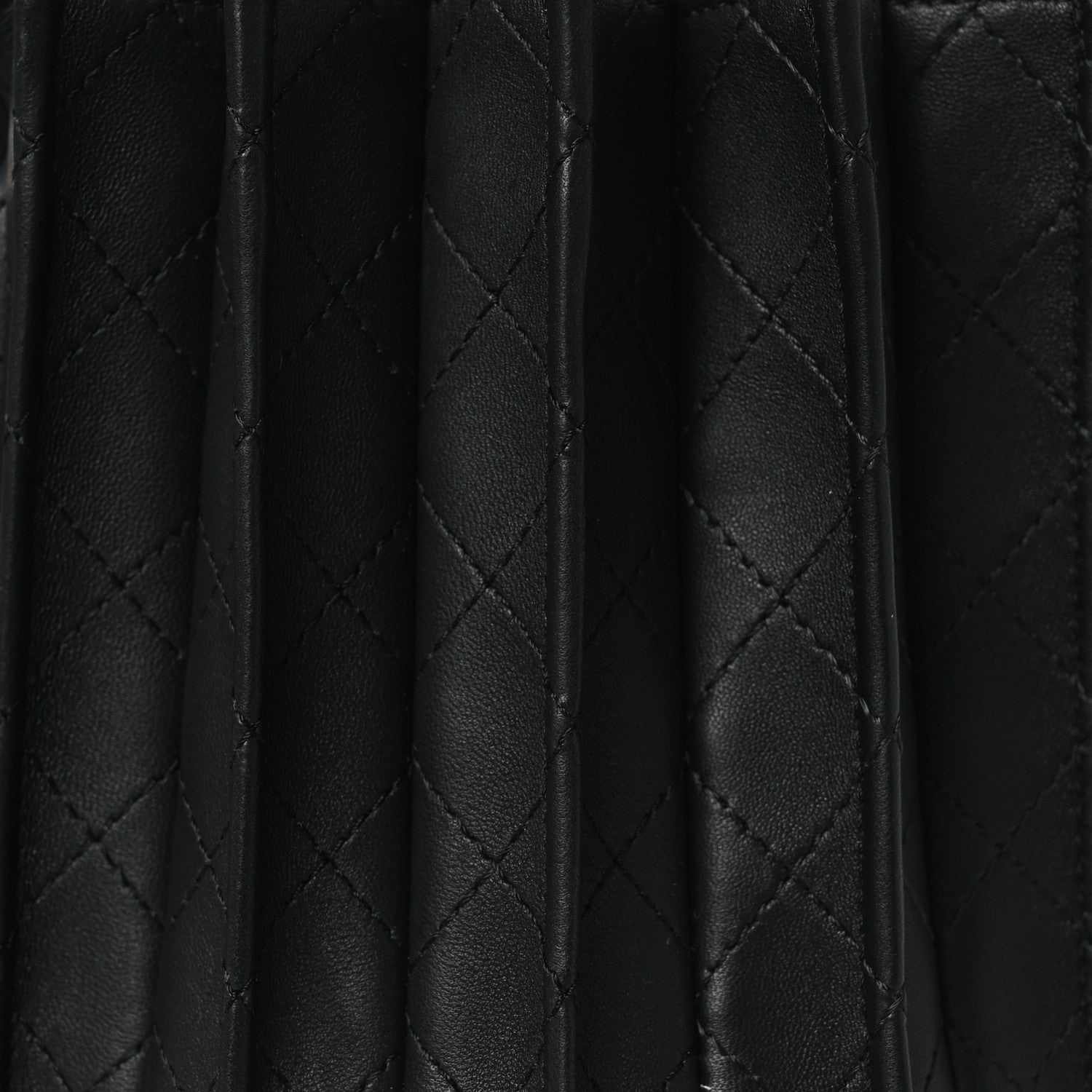 Calfskin Quilted Pleated Bucket Bag Black
